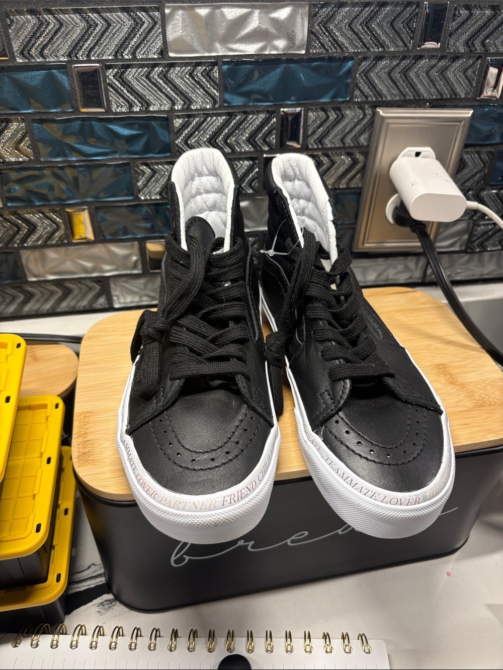 Vans Black High-Top Sneakers with White Soles and Toe